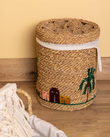 Handmade Halfa Laundry Basket – Rustic Oasis Embroidery