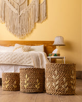 Handmade Halfa Basket Set – Nubian Embroidered Trim