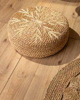 Handmade Halfa Floor Pouf with Embroidery – Holds 90kg