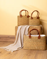 Handmade Palm Leaf Tote Bag with Cowrie Shells