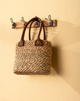 Handmade Palm Leaf Tote Bag with Cowrie Shells