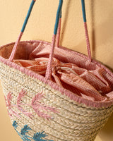 Handmade Palm Leaf Tote Bag with Fern Embroidery