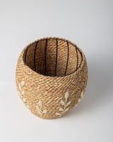 Handmade Halfa Embroidered Planter Basket – Large Plants