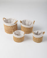 Handmade Halfa Basket Set with Handles & Linen Lining