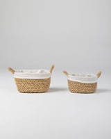 Handmade Halfa Oval Basket Set with Linen Lining