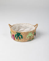 Handmade Halfa Basket with Rustic Palm Embroidery