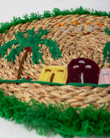 Handmade Halfa Coaster – Rustic Oasis Embroidery & Fringe