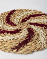 Handmade Halfa Coaster – Two-Tone Fern Embroidery