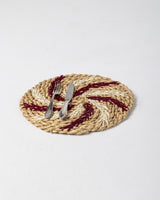 Handmade Halfa Coaster – Two-Tone Fern Embroidery
