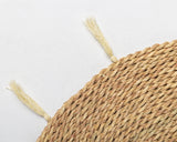 Handmade Halfa Round Rug – Natural Boho Tassel Mat