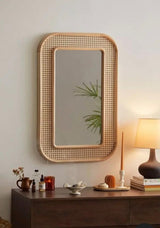 Handmade Rattan Cane Wall Mirror