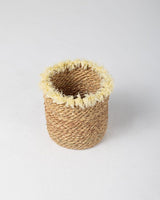 Handwoven Halfa Storage Basket – Fringed Rim
